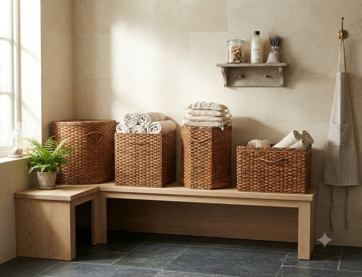 Rattan laundry basket handicraft